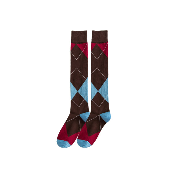 Socks Tube to Knee Cotton Combed Plaid Fashion With Personality and Comfortable Leisure Sports