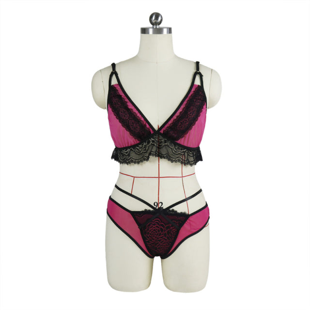 Sexy Bodysuit Lingerie Bra Panty Set Lenceria Sensual Mujer Xxx Plus Size Clothing Gauze Lace  Pornos Suit Erotic Lingerie Set