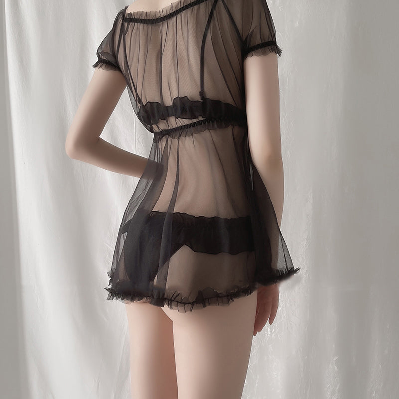 Lingerie White White Erotic Perspective Kawaii Lace Sleepwear Temptation