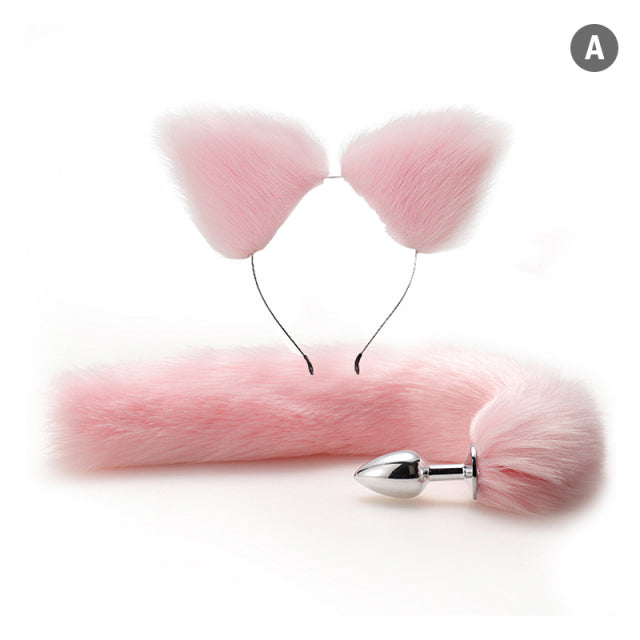 Sexy Fox Metal Butt Plug Tail With Hairpin Kit Tail For Couple Cosplay