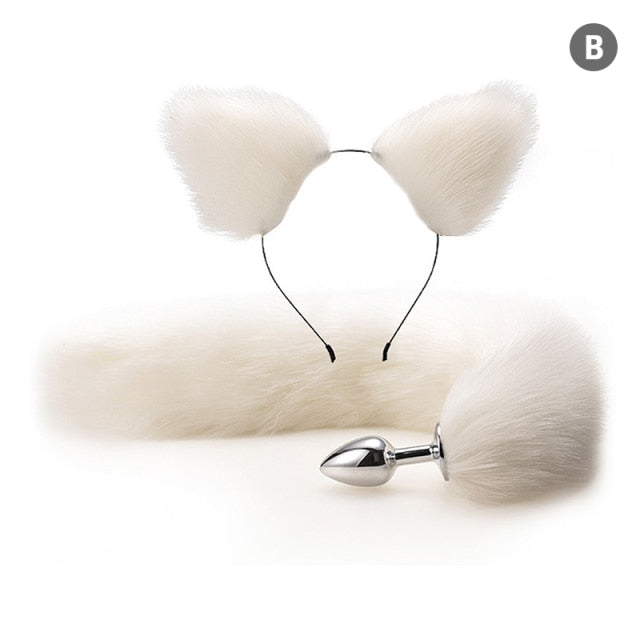 Sexy Fox Metal Butt Plug Tail With Hairpin Kit Tail For Couple Cosplay