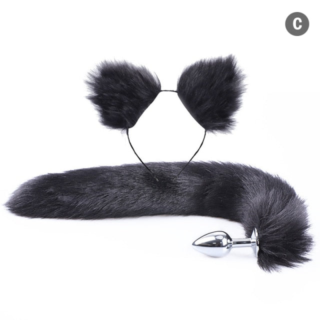 Sexy Fox Metal Butt Plug Tail With Hairpin Kit Tail For Couple Cosplay