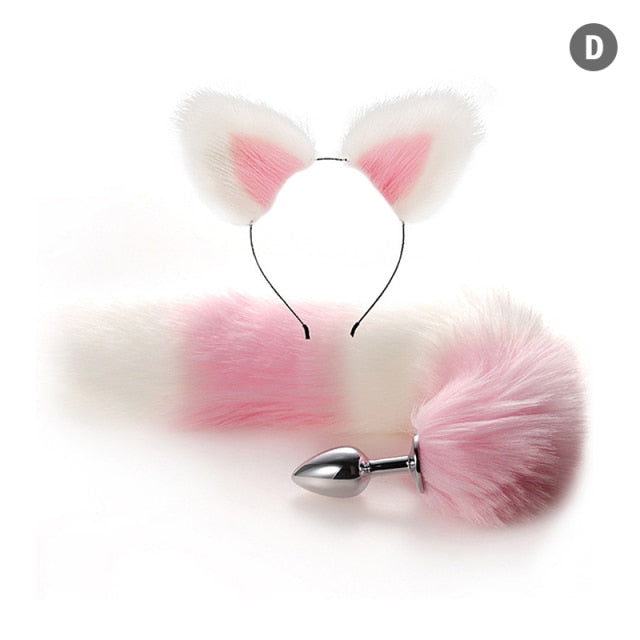 Sexy Fox Metal Butt Plug Tail With Hairpin Kit Tail For Couple Cosplay