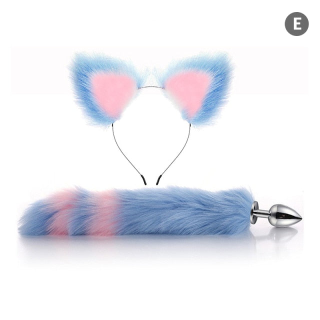 Sexy Fox Metal Butt Plug Tail With Hairpin Kit Tail For Couple Cosplay