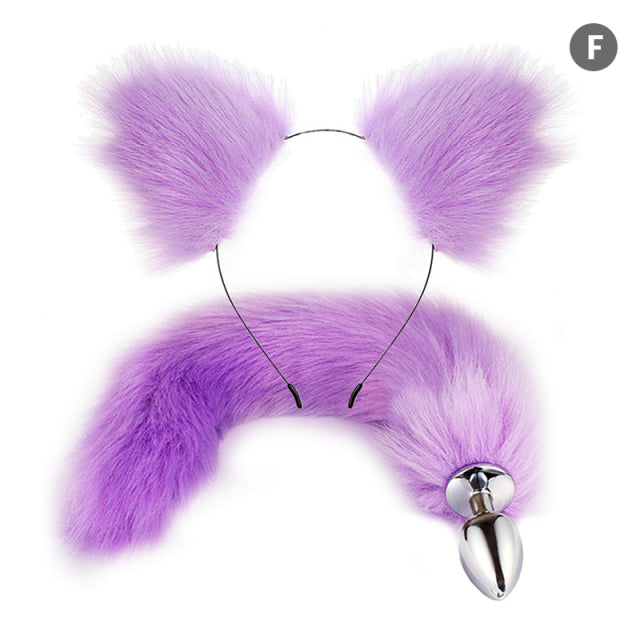 Sexy Fox Metal Butt Plug Tail With Hairpin Kit Tail For Couple Cosplay