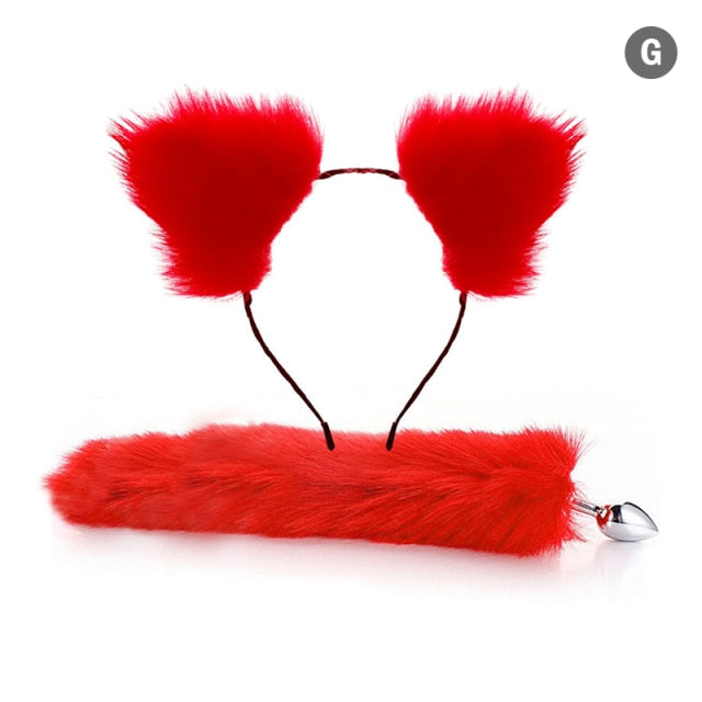Sexy Fox Metal Butt Plug Tail With Hairpin Kit Tail For Couple Cosplay