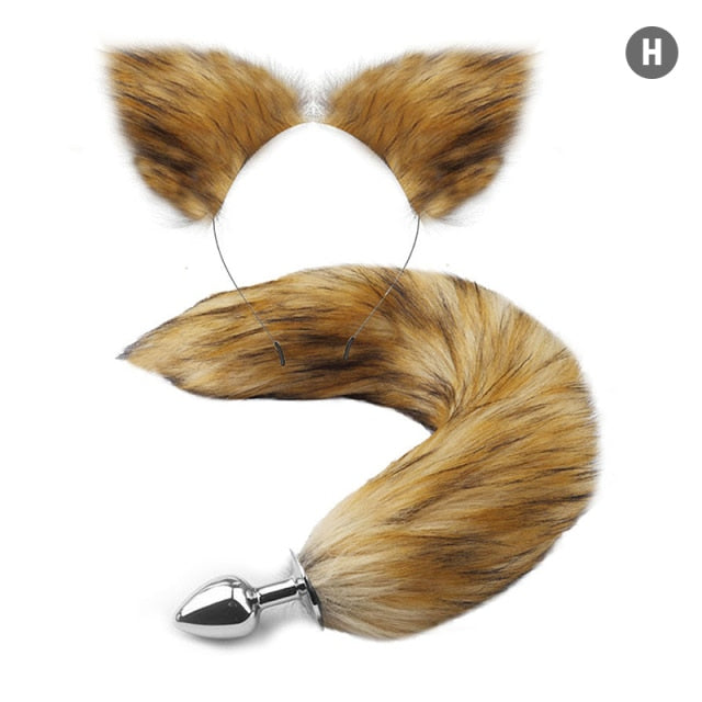 Sexy Fox Metal Butt Plug Tail With Hairpin Kit Tail For Couple Cosplay