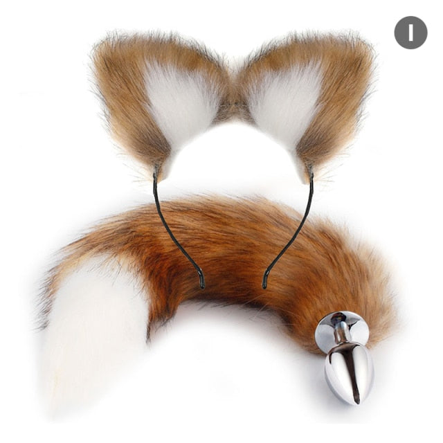 Sexy Fox Metal Butt Plug Tail With Hairpin Kit Tail For Couple Cosplay