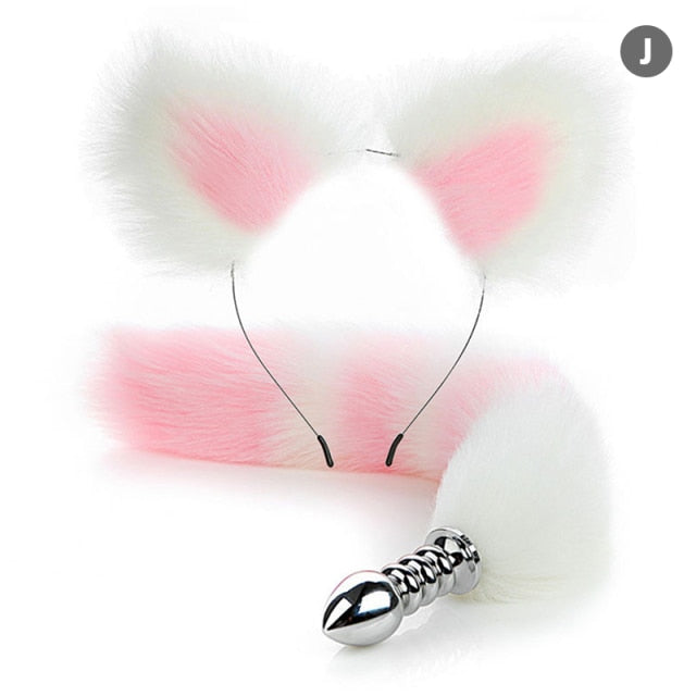 Sexy Fox Metal Butt Plug Tail With Hairpin Kit Tail For Couple Cosplay
