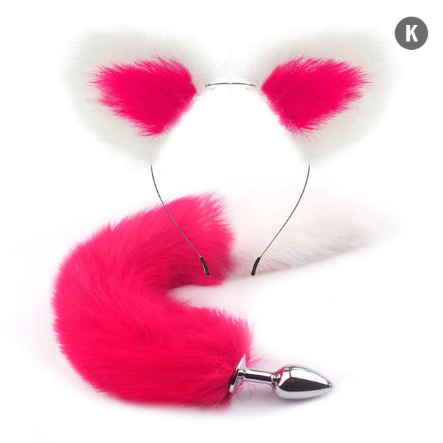 Sexy Fox Metal Butt Plug Tail With Hairpin Kit Tail For Couple Cosplay