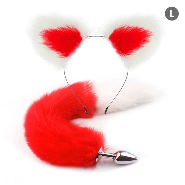 Sexy Fox Metal Butt Plug Tail With Hairpin Kit Tail For Couple Cosplay