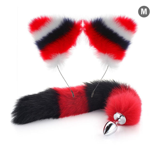 Sexy Fox Metal Butt Plug Tail With Hairpin Kit Tail For Couple Cosplay