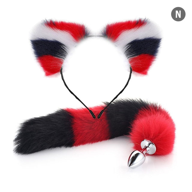 Sexy Fox Metal Butt Plug Tail With Hairpin Kit Tail For Couple Cosplay