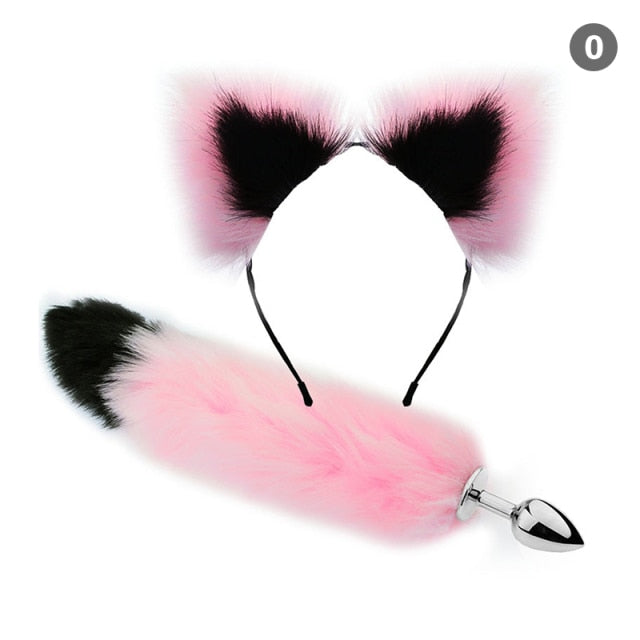 Sexy Fox Metal Butt Plug Tail With Hairpin Kit Tail For Couple Cosplay
