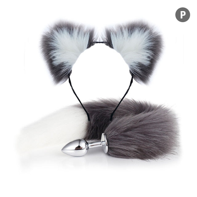 Sexy Fox Metal Butt Plug Tail With Hairpin Kit Tail For Couple Cosplay