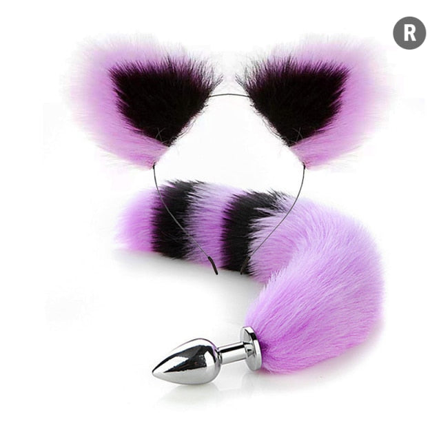 Sexy Fox Metal Butt Plug Tail With Hairpin Kit Tail For Couple Cosplay