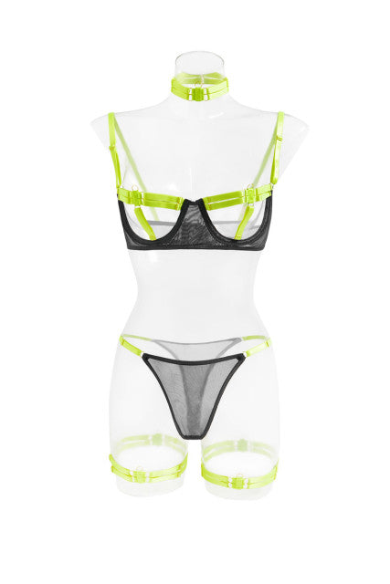 MIRABELLE Sexy Lingerie Hollow Out Erotic Costumes Transparent Bra Thong Outfits Hot Porn Lingerie Bottom Whore 4-Piece Sex Suit