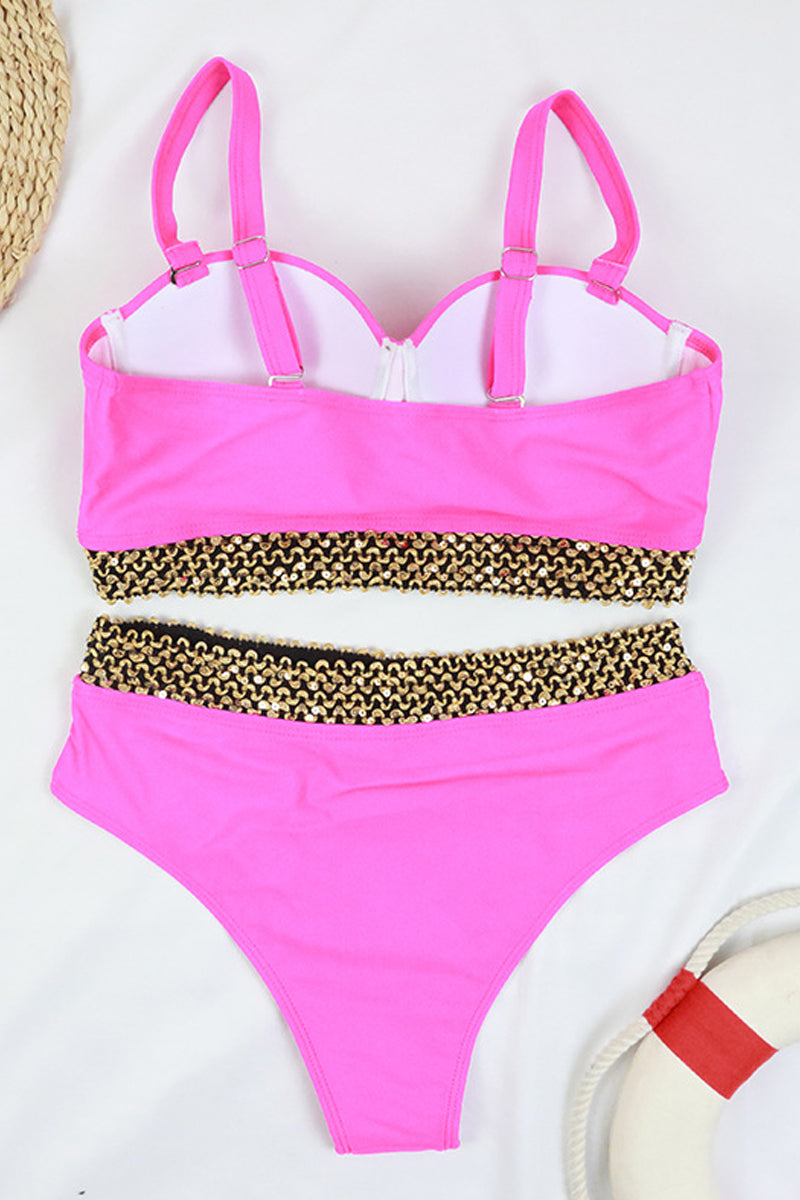 Sexy Bikini New 2 Piece Women Swimsuit Solid Color Short Puff Sleeve Summer High Waist Cut Backless Bathing Suit Beachwear