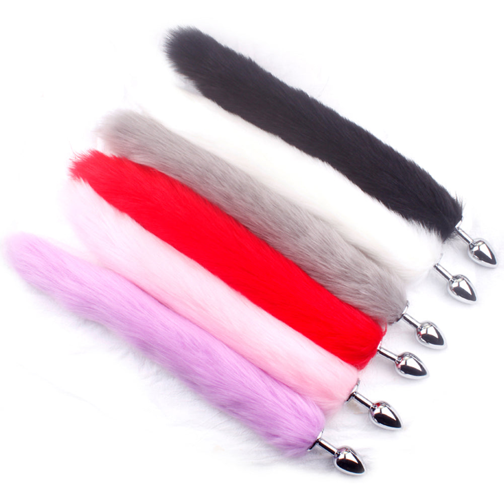 Adult Long Imitation Fox Hair Metal Anal Plug Cosplay Couple Flirting Sex Toy Faux Fox Tail Design Cosplay Supply sex toys