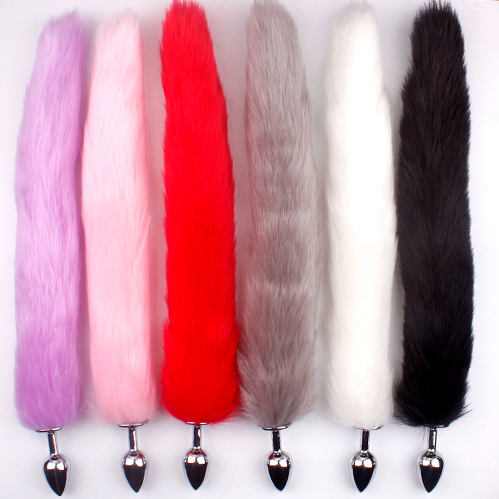 Adult Long Imitation Fox Hair Metal Anal Plug Cosplay Couple Flirting Sex Toy Faux Fox Tail Design Cosplay Supply sex toys