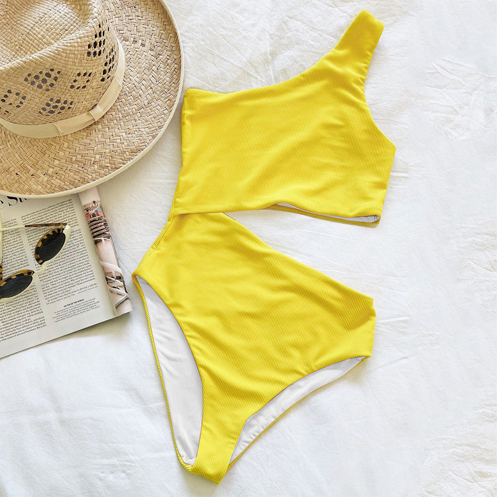 Sexy One Piece Swimsuit One Shoulder Bandage Swimsuits Printi Swimwear Women Backless Bathing Suit Beachwear Monokini Swim