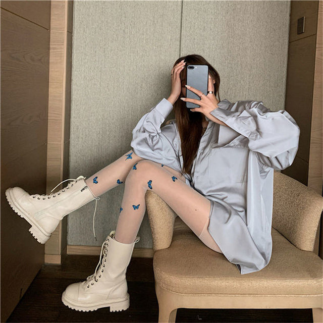 Butterfly Tights Stockings Club Party Fishnet Mesh Pantyhose Anti-Snagging Women Hosiery Calcetines Fish Net Stockings