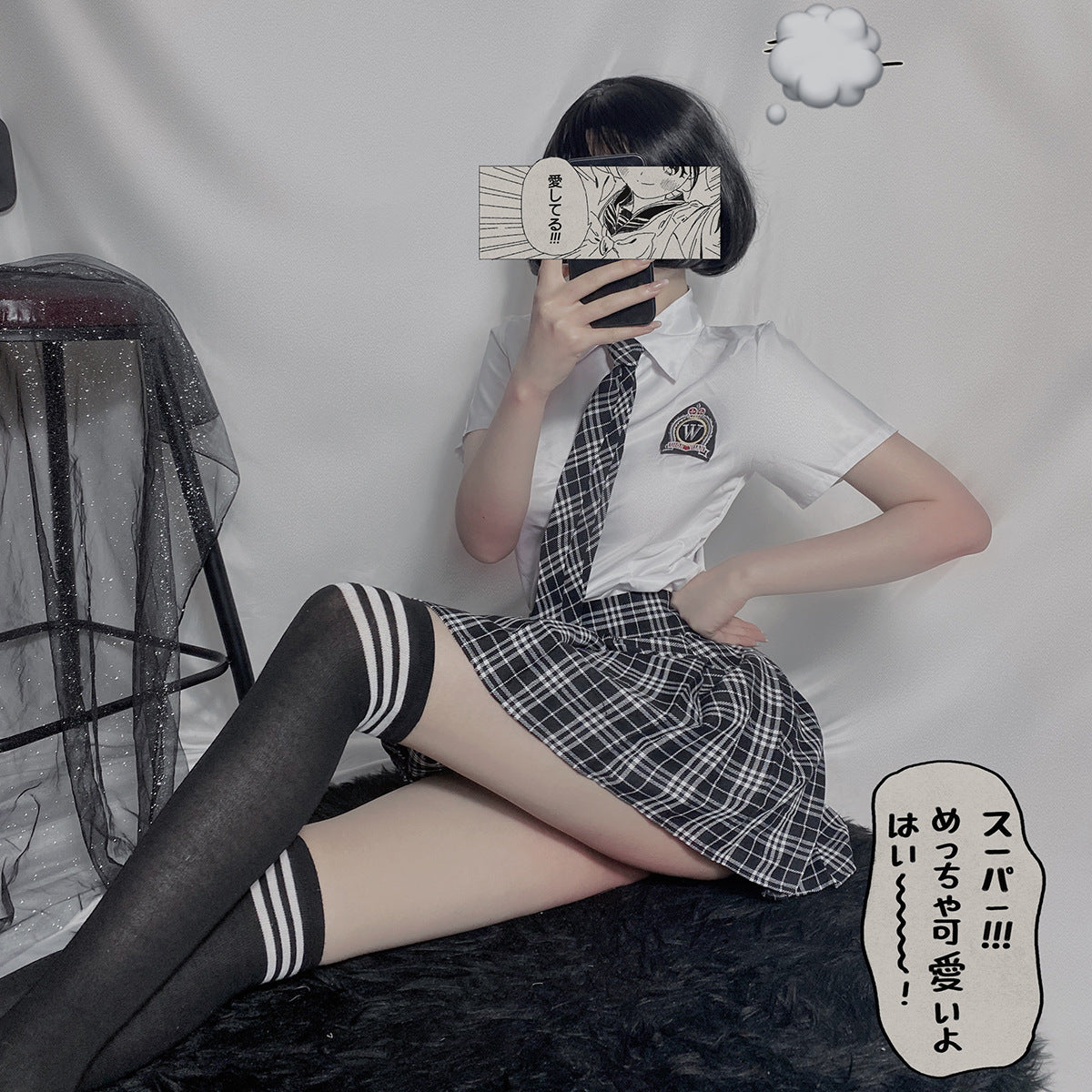 Uniform Students Cosplay Clothe New Style High Waist Pleated Skirts Black Gothic Sexy Cute 3 Size Mini Plaid Skirt For Women
