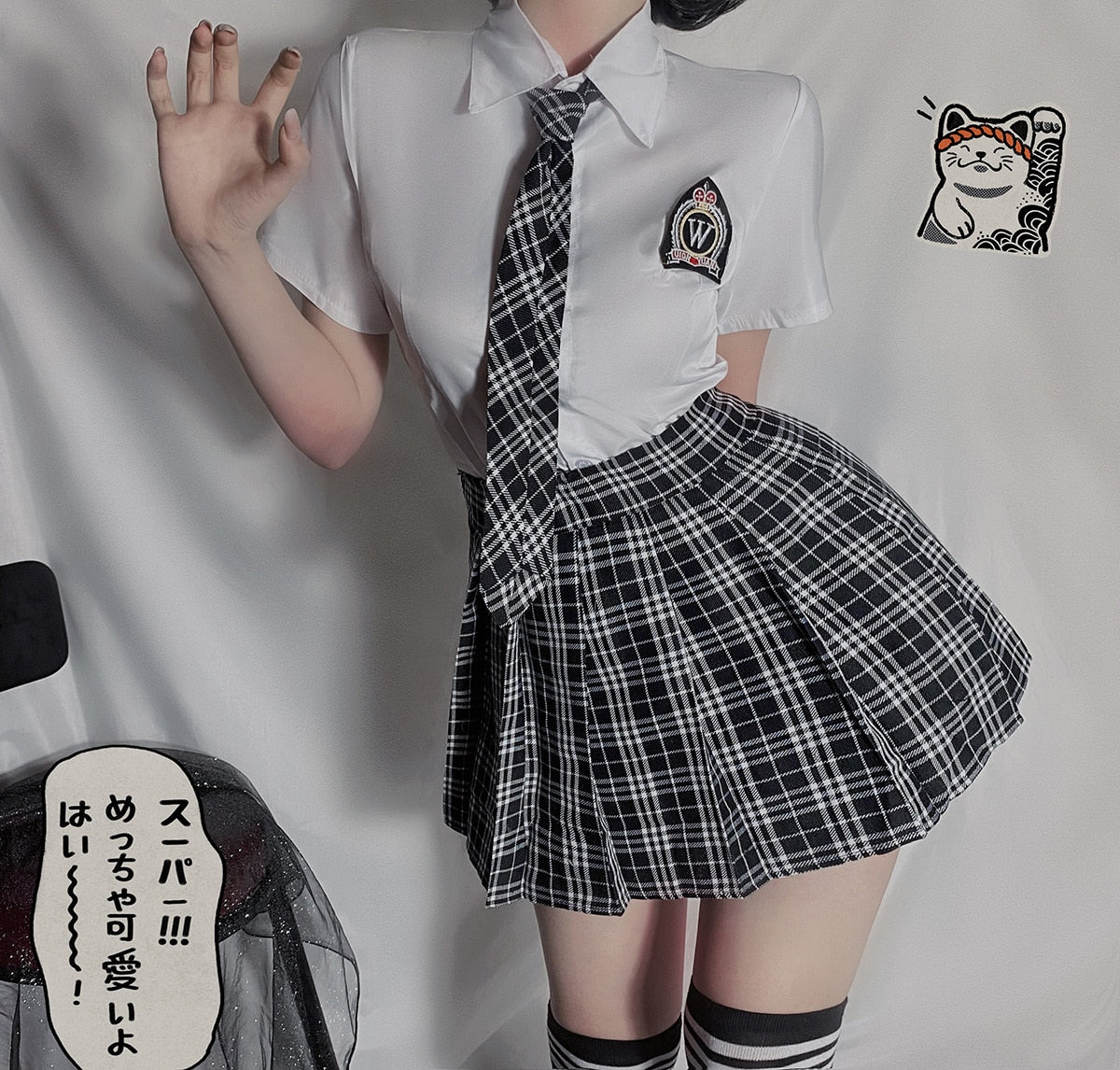 Uniform Students Cosplay Clothe New Style High Waist Pleated Skirts Black Gothic Sexy Cute 3 Size Mini Plaid Skirt For Women