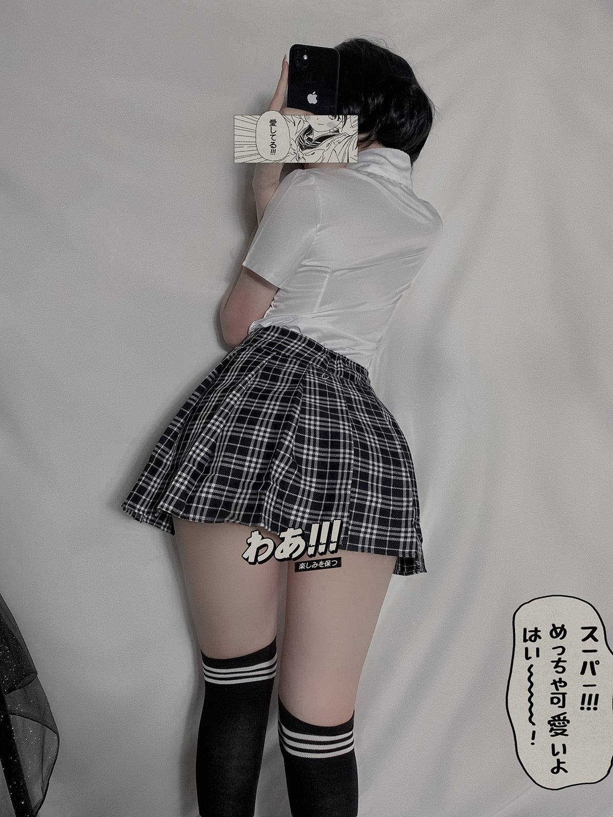 Uniform Students Cosplay Clothe New Style High Waist Pleated Skirts Black Gothic Sexy Cute 3 Size Mini Plaid Skirt For Women
