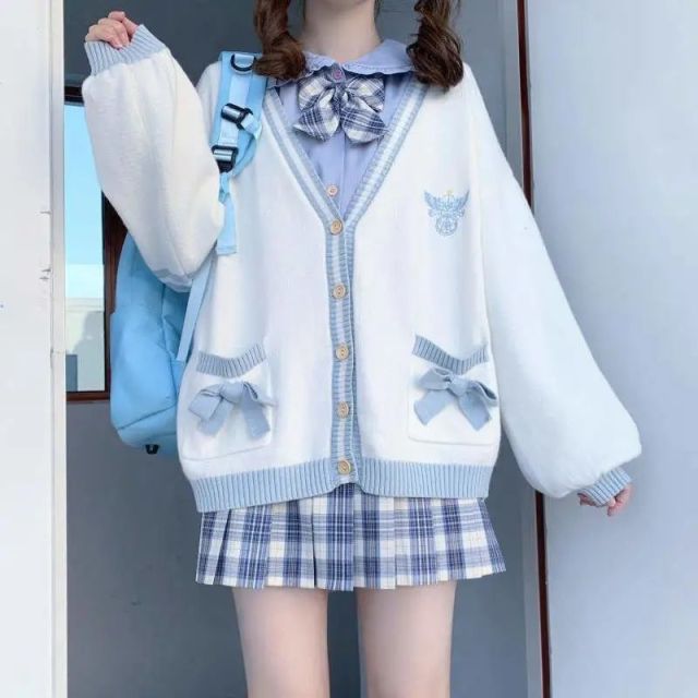 Knit Cardigan Woman Sweet  Girl Knitting Sweater Lazy College Style Loose Sleeve Harajuku Girl JK Uniform Kawaii Cardigan Coat