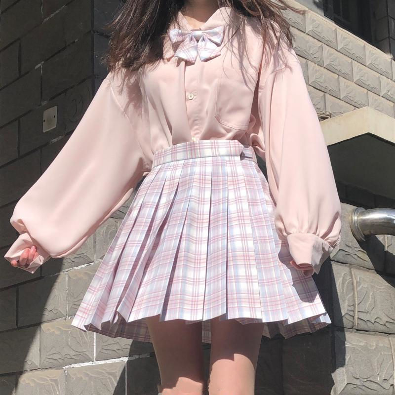 HOUZHOU White Shirt Teen Autumn Soft Girls Japanese Preppy Style Kawaii Jk Uniform Harajuku Long Sleeve Blouse Lolita Women
