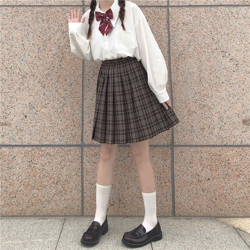 HOUZHOU White Shirt Teen Autumn Soft Girls Japanese Preppy Style Kawaii Jk Uniform Harajuku Long Sleeve Blouse Lolita Women