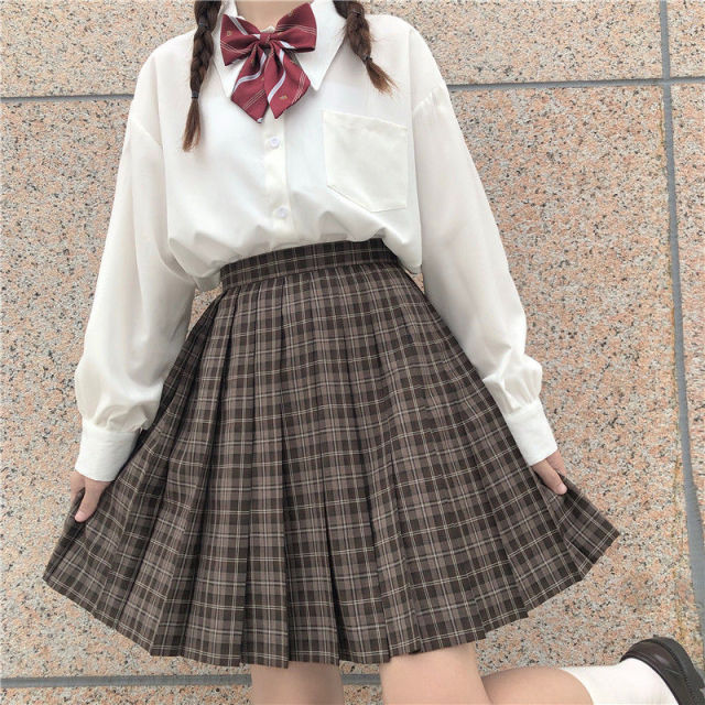 HOUZHOU White Shirt Teen Autumn Soft Girls Japanese Preppy Style Kawaii Jk Uniform Harajuku Long Sleeve Blouse Lolita Women