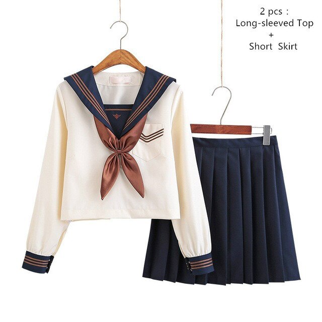 Japanese School Uniforms Sailor Suit Jk Uniforms College Middle School Uniform for Girls Students Light Yellow Costume