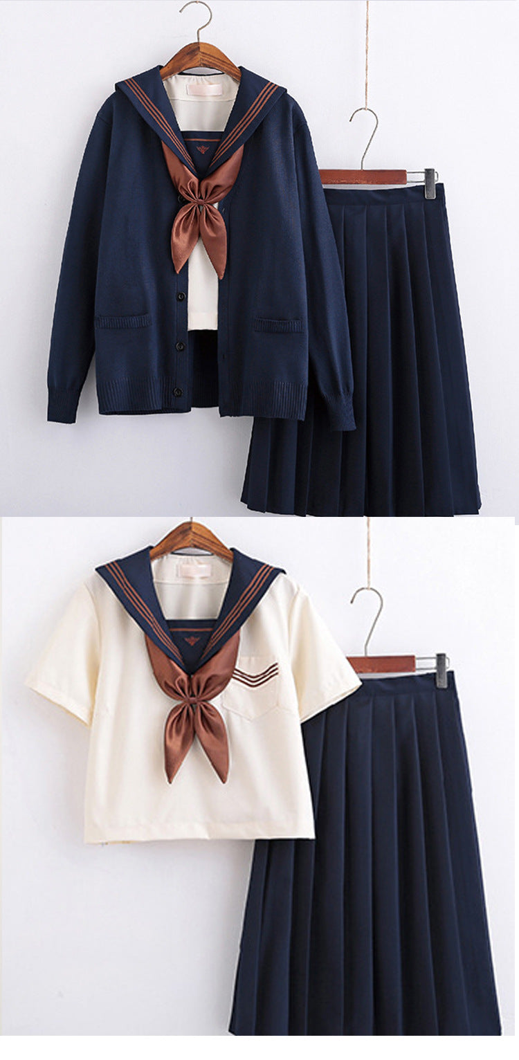 Japanese School Uniforms Sailor Suit Jk Uniforms College Middle School Uniform for Girls Students Light Yellow Costume