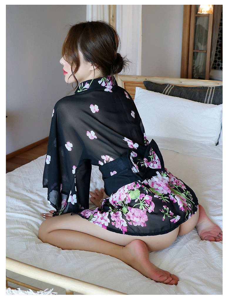 Japanese Kimono Sexy Cosplay Outfit For Women Traditional Style Robe Yukata Costumes Pajamas Soft Silk Belt Lingerie Porno 1305