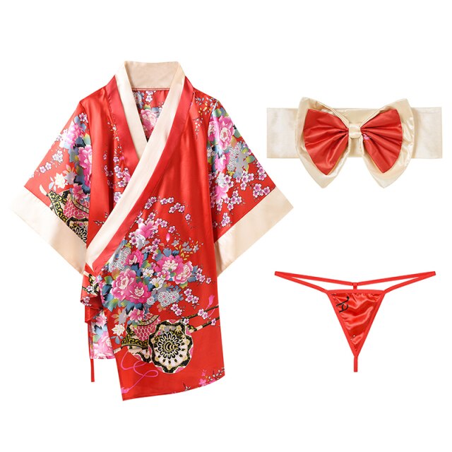 Japanese Lingerie Kimono Set Sexy Cosplay Outfit Traditional Style Robe Yukata Costumes Pajamas Realistic Uniform