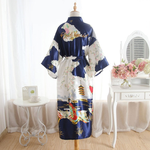 FZSLCYIYI Silk Bridesmaid Robe Sexy Women Stain Wedding Kimono Robes Sleepwear Nightgown Dress Woman Bathrobe robe