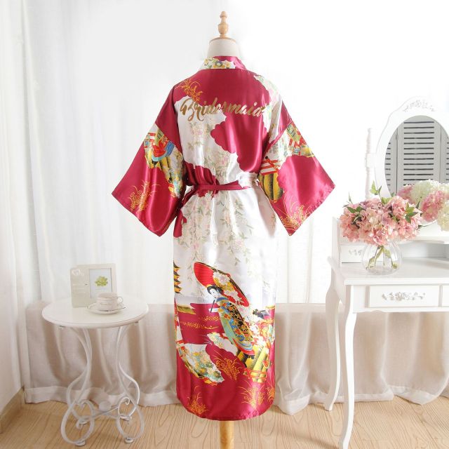 FZSLCYIYI Silk Bridesmaid Robe Sexy Women Stain Wedding Kimono Robes Sleepwear Nightgown Dress Woman Bathrobe robe