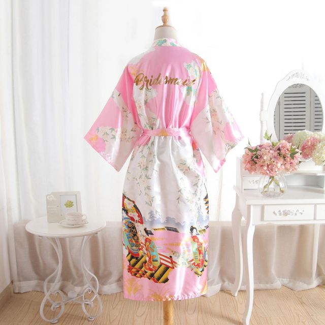 FZSLCYIYI Silk Bridesmaid Robe Sexy Women Stain Wedding Kimono Robes Sleepwear Nightgown Dress Woman Bathrobe robe