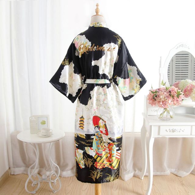FZSLCYIYI Silk Bridesmaid Robe Sexy Women Stain Wedding Kimono Robes Sleepwear Nightgown Dress Woman Bathrobe robe