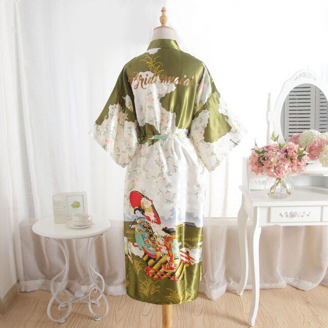 FZSLCYIYI Silk Bridesmaid Robe Sexy Women Stain Wedding Kimono Robes Sleepwear Nightgown Dress Woman Bathrobe robe