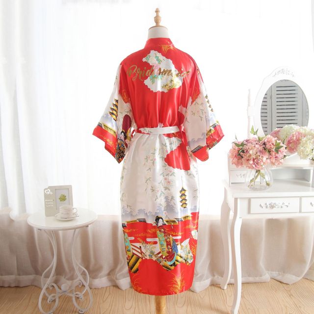 FZSLCYIYI Silk Bridesmaid Robe Sexy Women Stain Wedding Kimono Robes Sleepwear Nightgown Dress Woman Bathrobe robe