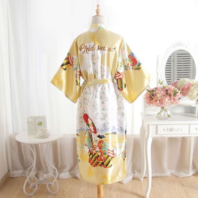 FZSLCYIYI Silk Bridesmaid Robe Sexy Women Stain Wedding Kimono Robes Sleepwear Nightgown Dress Woman Bathrobe robe