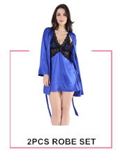 Sexy Lounge Casual Nightdess For Women Sleepwear Female Loose Print Flower Kimono Bathrobe Royal Blue Long Robe Gown With Belt