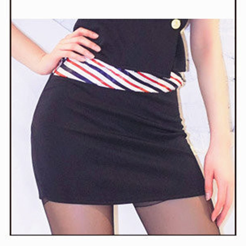 Sexy Cosplay Stewardess Uniforms Extremely Temptation Nightclub Short Skirt OL Professional Wear Plus Size WomenSexy Lingerie