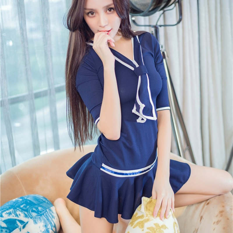 Sexy Lingerie Uniform Temptation  One-Piece Waist Ruffle Skirt Policewoman  Cosplay Flight Attendant   Suit