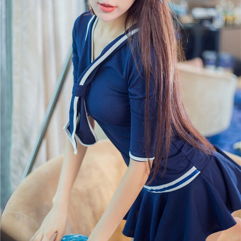 Sexy Lingerie Uniform Temptation  One-Piece Waist Ruffle Skirt Policewoman  Cosplay Flight Attendant   Suit