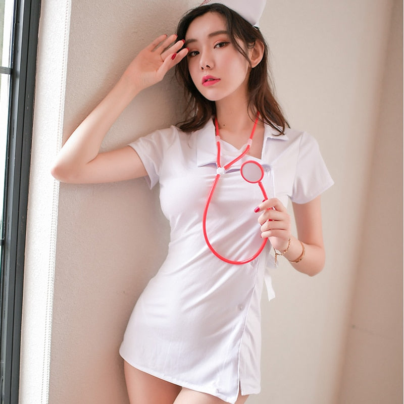 Seductive Woman Cosplay Roleplay Nurse Uniform Bikini Lingerie Nurse Charming Costume Outfit Set NYZ Shop