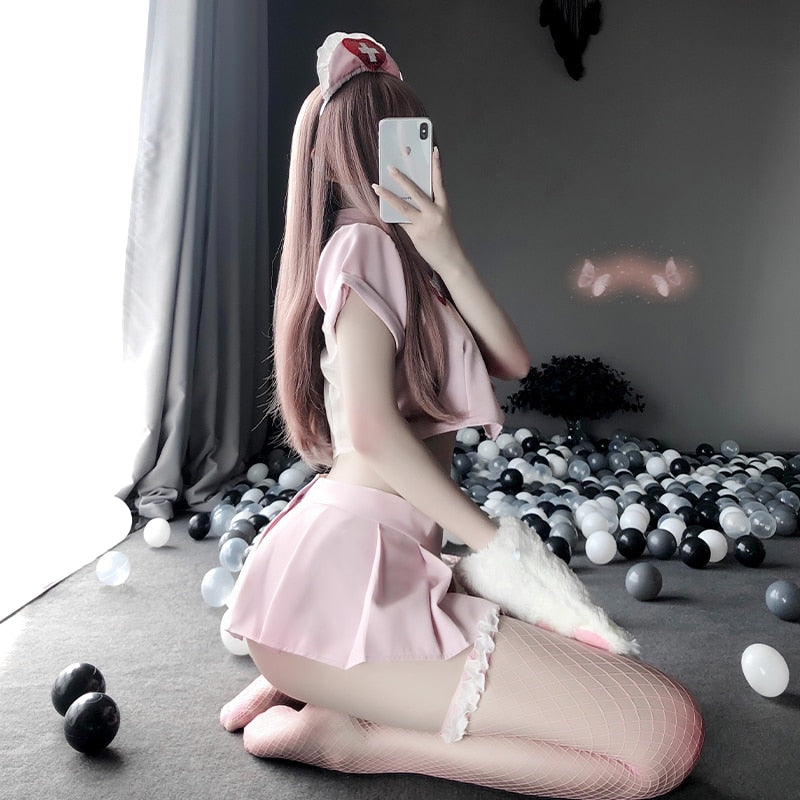 Sexy Cosplay Kawaii Lingerie Nurse Uniform Women Halloween Lovely Lolita Costumes Slutty Clothes Sexy Skirt for Sex Dropshipping